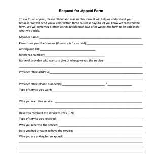 Amerigroup Request for Appeal Form