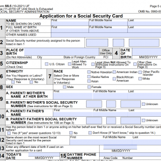 Application for a Social Security Card. Form SS-5