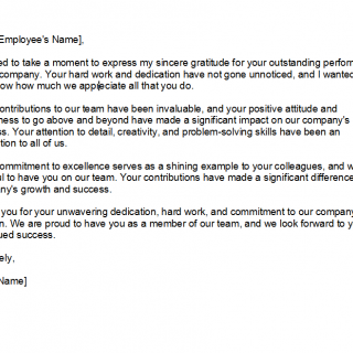 Appreciation Letter to Employee