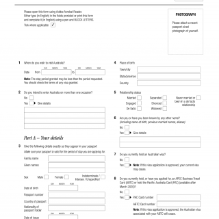 Form 1415. Application for a Visitor visa - Business Visitor stream