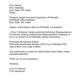 Authorization Letter for PhilHealth