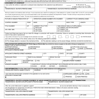 Form BMV 3772. Application for Dealer Assignment