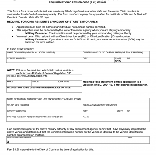 Form BMV 3787. Motor Vehicle Physical Inspection for Ohio Residents and Military Personnel Temporarily Living Out-of-State