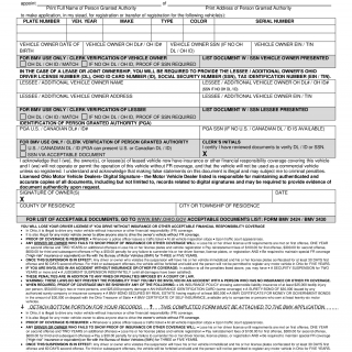 Form BMV 5736. Power of Attorney for Ohio Vehicle Registration