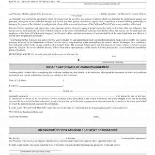 CA DMV Form ADM 9050. Appointment of Director as Agent for Service of Process
