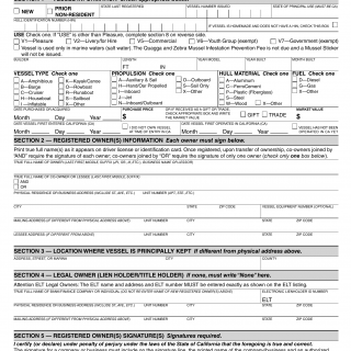 CA DMV Form Boat 101. Application for Vessel Certificate of Number