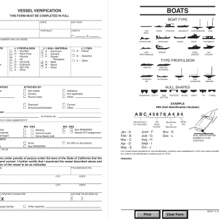 CA DMV Form Boat 111. Vessel Verification