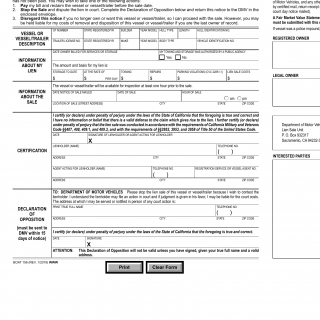 CA DMV Form Boat 156. Notice of Pending Lien Sale for Vessels or Vessel/Trailers Valued at $1,500 or Less