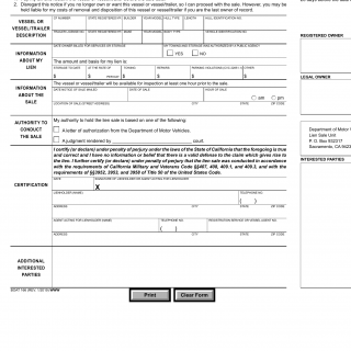 CA DMV Form Boat 166. Notice of Pending Lien Sale for Vessels or Vessel/Trailers Valued at Over $1,500