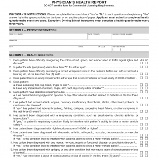 CA DMV Form DL 546A. Physician's Health Report