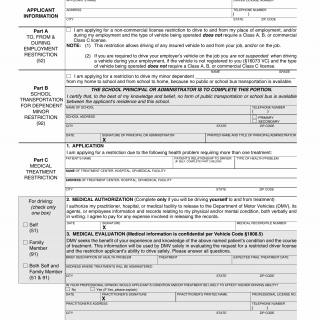 CA DMV Form DL 691. Application For Non-Commercial Restricted Driver License For Financial Responsibility Actions