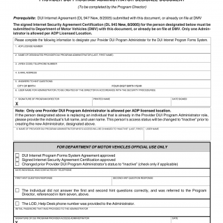 CA DMV Form DL 948. Provider DUI Program Administrator Designee Document