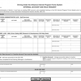 CA DMV Form DL 949. Internal Account and Role Request