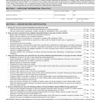 CA DMV Form DL 965. CDL Test Waiver for Military Members