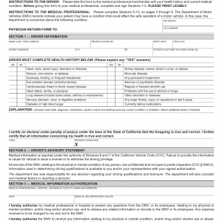 CA DMV Form DS 326. Driver Medical Evaluation