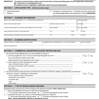 CA DMV Form INF 1106V. Commercial Requester Account Service Provider Application