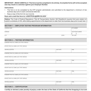 CA DMV Form OL 810. Occupational Licensing Section Notification of Commercial Skills Test Schedule