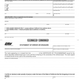 CA DMV Form REG 101. Statement to Record Ownership