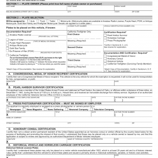 CA DMV Form REG 17A. Special Recognition License Plate Application