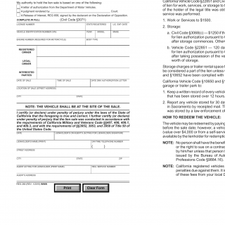 CA DMV Form REG 280. Notice of Pending Lien Sale of Vehicle Valued over $4000 or From a Self-Service Storage Facility