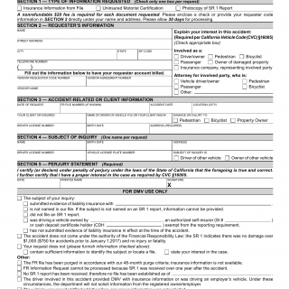 CA DMV Form SR 19C. Financial Responsibility Information Request