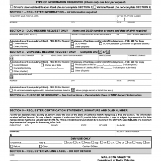 Form INF 70. Request for Record Information