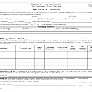 CBP Form I-418. Passenger List - Crew List