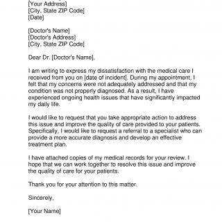Complaint Letter against Doctor