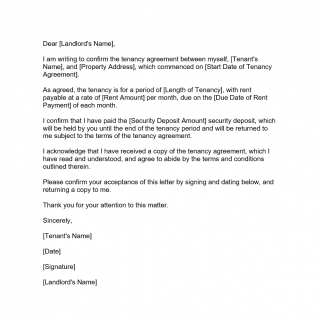 Confirmation of Tenancy Letter
