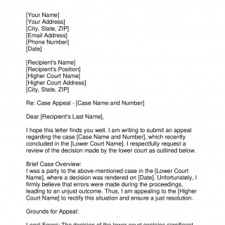 Court Appeal Letter