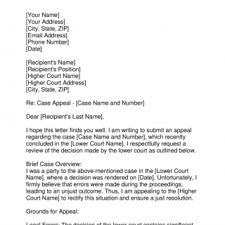 Court Appeal Letter | Forms - Docs - 2023