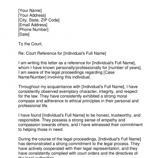 Court Reference Letter