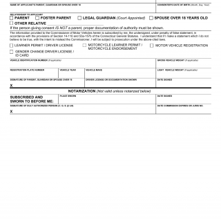 CT DMV Form 2d. License - certificate of parental consent