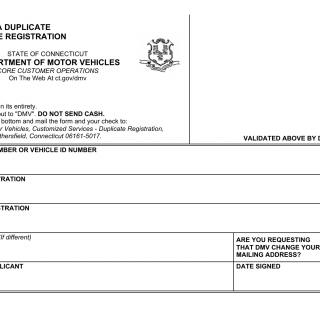 CT DMV Form B341. Request For A Duplicate Motor Vehicle Registration ...