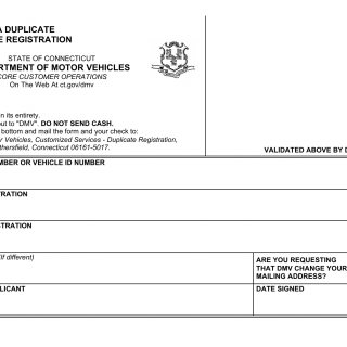 CT DMV Form B341. Request for a duplicate motor vehicle registration