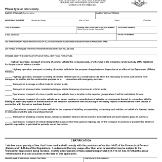 CT DMV Form E211. Transporters registration application