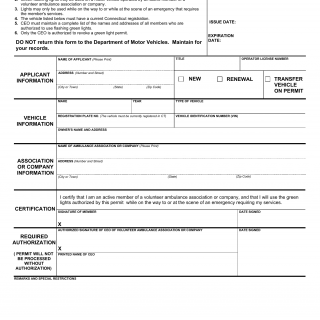 CT DMV Form E215G. Green light permit