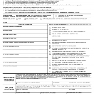 CT DMV Form E224. Application for withholding resident address