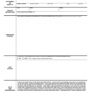 CT DMV Form H115. Motor vehicle ownership affidavit