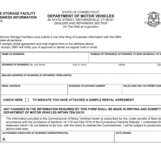 CT DMV Form H123. Self-service storage facility filing of business information