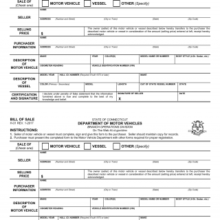 CT DMV Form H31. Bill of Sale