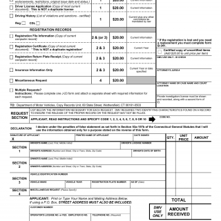 CT DMV Form J23. Copy records request