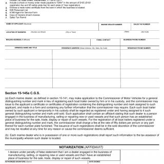 CT DMV Form K164. Marine dealer trailer Registration application