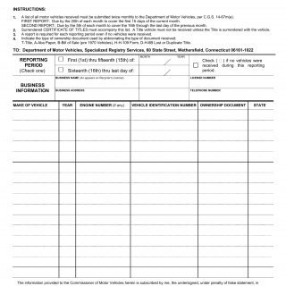 CT DMV Form K174. Received junk vehicles report