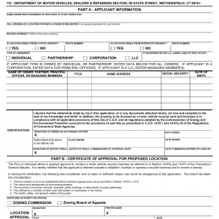 CT DMV Form K91. Application for junk yard license