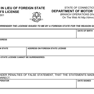 CT DMV Form Q12. Affidavit for not surrendering an operator's license from a foreign state