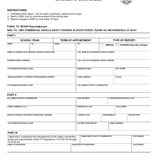 CT DMV Form R390. Annual report of appointment of school bus safety coordinator