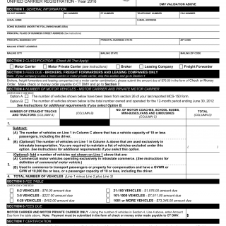 CT DMV Form UCR-1. Unified carrier registration (2016)