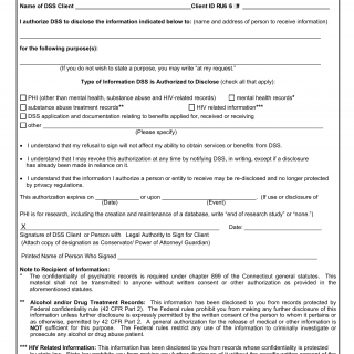 CT DMV Form W-298. Authorization for disclosure of information (Department of Social Services Form) - may be required for emissions economic hardship time extension application