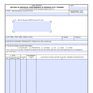 DA Form 1380. Record of Individual Performance of Reserve Duty Training